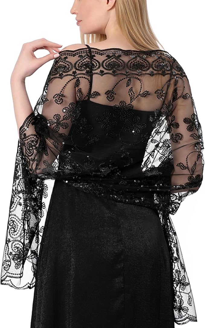 Gossifan Shawls and Wraps for Evening Dresses Sheer Women Elegant Glitter Shawls Soft Sparkly Wedding Bridal Scarf