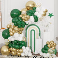 Green and Gold Balloons Garland Arch Kit,144pcs 18/12/10/5inch Emerald Green White Metallic Gold and Confetti Balloon for Birthday Wedding Baby Shower St. Patrick's Day Jungle Theme Party Decoration