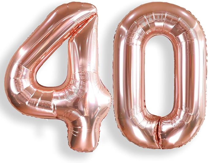 AULE 40 Inch Large 40 Number Balloons Rose Gold Big Foil Number Balloons Giant Helium Happy 40th Birthday Party Decorations for Women Huge Mylar Anniversary Supplies