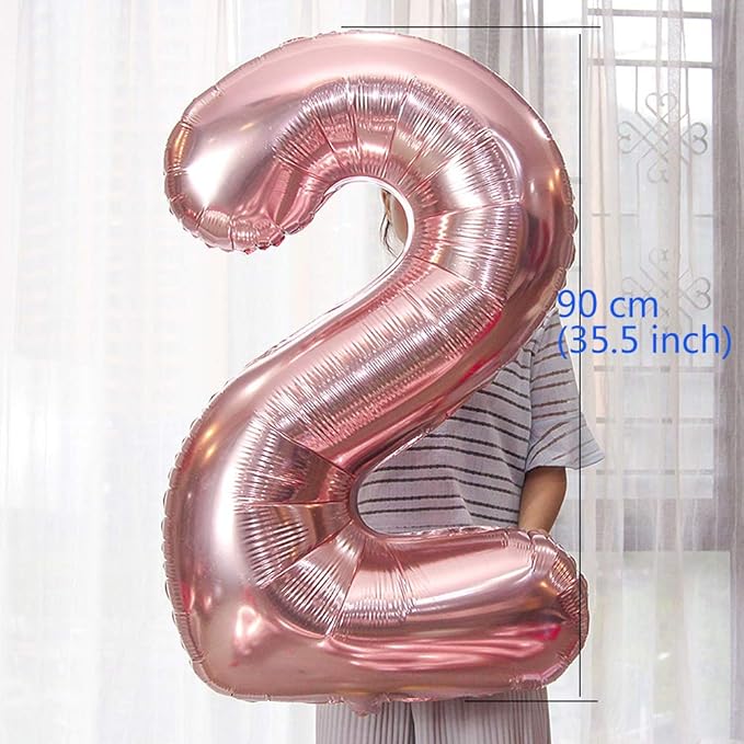 Juland Rose Gold Number Balloons Large Foil Mylar Balloons 40 Inch Giant Jumbo Number Balloons for Birthday Party Decorations 26