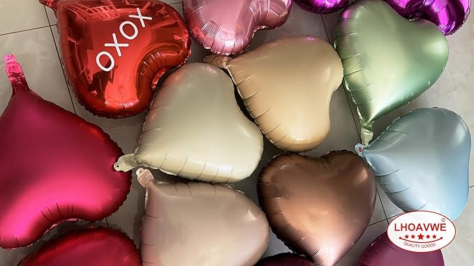 Retro Heart Shaped balloons Pack of 12,18 Inch Love Valentine Balloons Heart Romantic Balloons For Valentines Day Propose Marriage Wedding Bridal Shower Engagement Party Decorations
