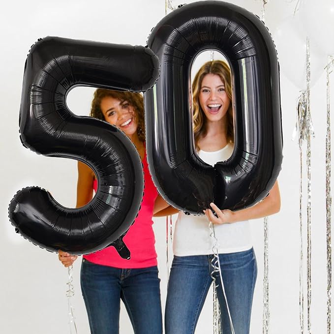 Number Balloons Black Party Balloon - Giant Number 10 Balloon, 40 Inch Large Balloon for Birthday Decorations, Black Party Supplies for Men Women