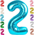 2 Numbers Balloon 40 Inch Light Blue Two Balloon Number Birthday Decor, 2nd 12 21st Party Celebration Decorations Graduations Wedding Baby Shower
