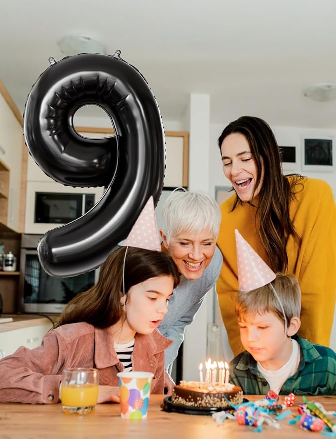 Number 9 Balloons - 40 Inch Black Number Balloons Giant Black balloon Big Foil balloon for Men Women Boys Girls Birthday Graduation Anniversary Party Decorations