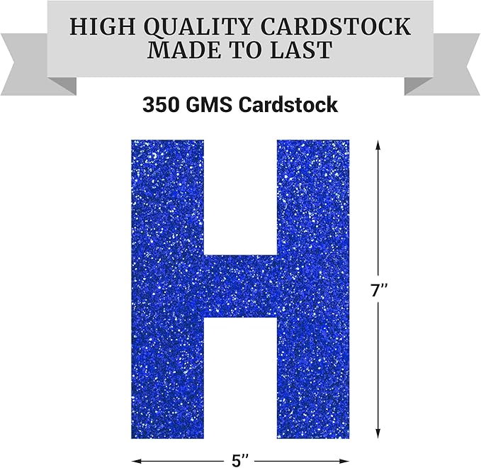 Pre-strung Happy Birthday Banner - No DIY - Blue Glitter Happy Birthday Party Banner for Men Woman Boys Girls - Pre-strung on 8 ft Strands - Blue Bday Party Decorations & Decor. Did We Mention No DIY