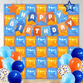 50PCS Blue and Orange Square Foil Balloons Wall, Double Sided Chrome Deep Blue and Orange Garland Kit, Reusable DIY Mylar Balloon Arch for Anniversary Birthday Engagement Party Background Decor