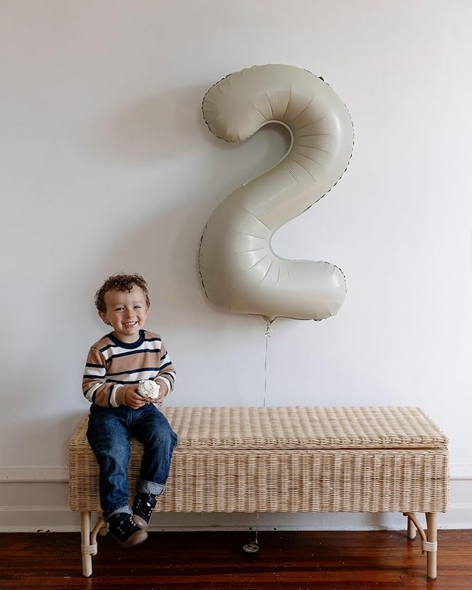Cream Number 2 Balloon 40 Inch, 2 Balloon Number, 2nd Birthday Decorations for Baby Girls Boys Toddlers