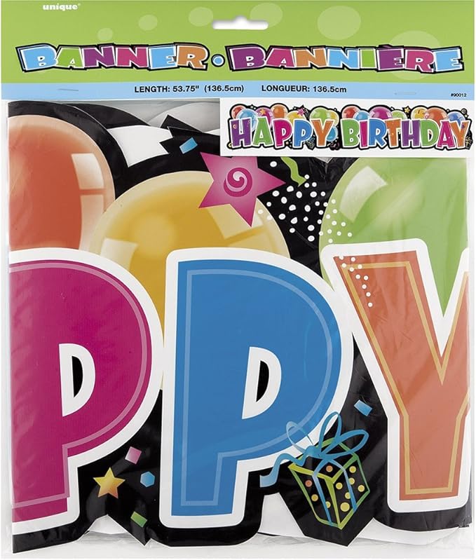Happy Birthday Giant Jointed Banner - 4.5 ft - Premium Cardstock Banner - Perfect For All Ages