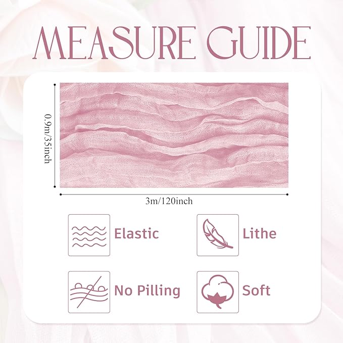 Wokceer Cheesecloth Table Runner 4Pack 10FT Blushing Pink Christmas Gauze Cheese Cloth Table Runner for Party Easter Rustic Sheer Table Runners for Baby Bridal Shower Wedding
