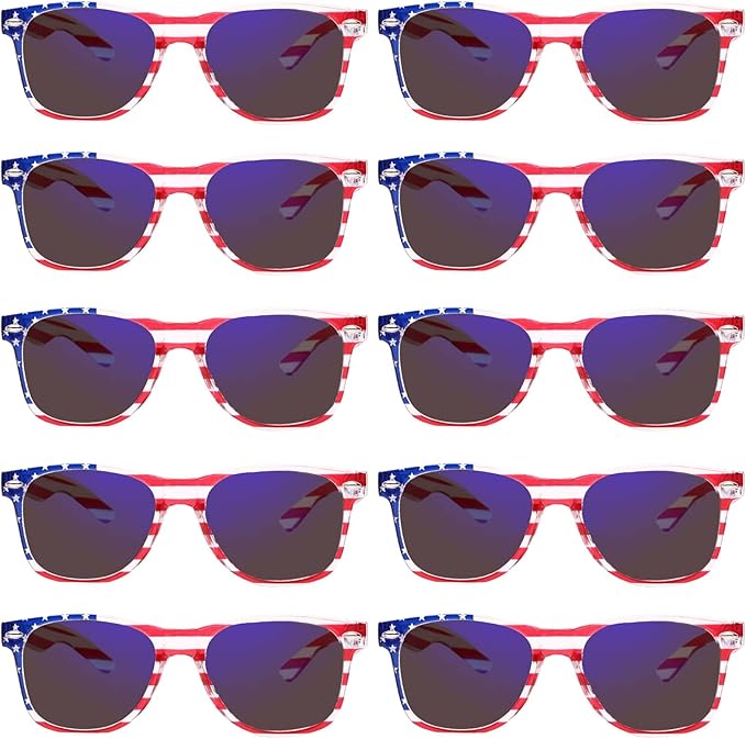 YQVIE Bulk American Flag Sunglasses for Adult Retro Independence Day Glasses UV400 Protection