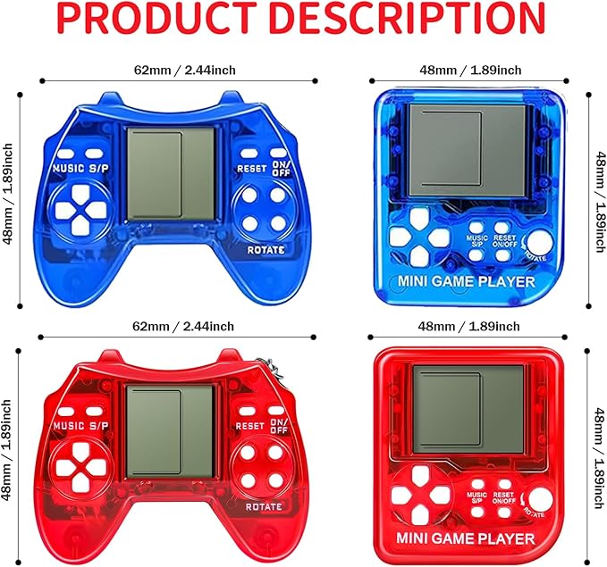 24Pcs Video Game Party Favors for Kids, Mini Game Keychain Arcade party favors Birthday Supplies Classroom Prizes for Boys and Girls