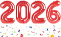 Red Number Balloons 2026 New Year's Digital Decoration, 40 Inch Happy New Year 2026 Balloons, Large 2026 Numbers for Graduation
