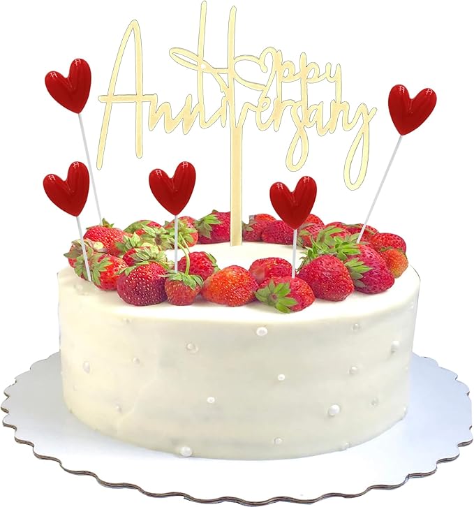 Happy Anniversary Cake Topper Happy Anniversary Cake Decorations for Party Decorations (middle heart)