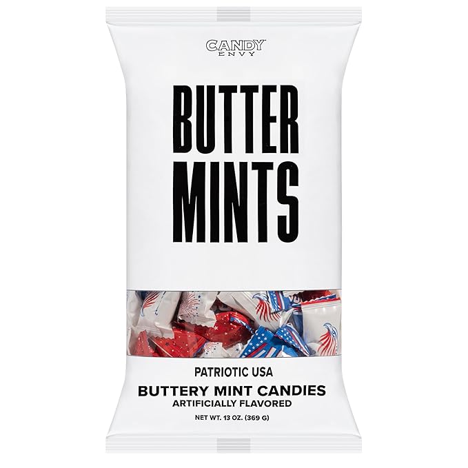 Candy Envy - Patriotic Buttermints - 10 Bags Casepack with Approximately 100 Mint Per Bag - 4th of July Favors