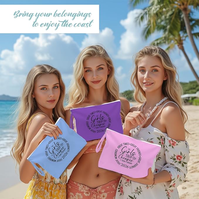 Fokongna 3PCS Girls Trip Gifts Wet Bag Wet Dry Bag Beach Bags Favors, for Swimsuit Toiletry Travel Essentials For Women, Beach Travel Gym for Swimsuit Dirty Diaper Bags