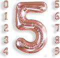 AULE 40 Inch Big Rose Gold 5 Balloon Number Large Foil Helium Number Balloons 0-9 Jumbo Giant Happy 5th Birthday Party Decorations for Boy or Girl Huge Mylar Anniversary Party Supplies