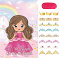 Hooqict Pin The Crown on The Princess Party Games for Kids Girls Princess Birthday Party Decorations Tea Party Favors Supplies, Large Pin The Tail Games Poster with 24 Crown Stickers