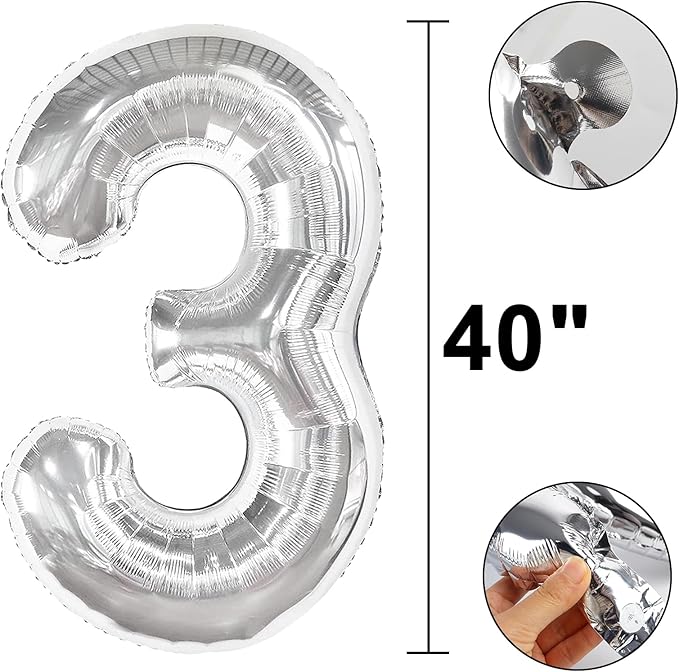 40 Inch Silver Number 30 Digital Balloon,Jumbo Mylar Foil Helium Balloon for 30 Balloons for Birthday Party,Wedding Anniversary Party Decorations