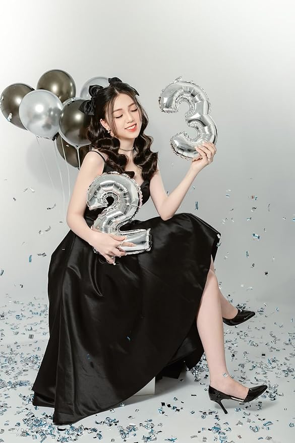 [20 Pcs] 16" Silver Foil Number Balloons (2 sets of 0-9) - Mylar Aluminum Hanging Decorations for Graduation, Birthday, Christmas & New Year's Eve Parties