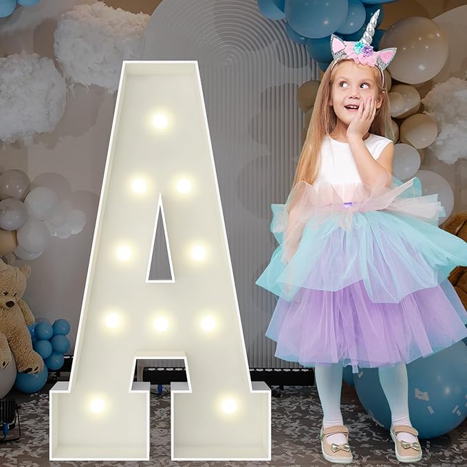 3FT Marquee Light Up Letters, Large Marquee Letters, Pre-cut Foam Board Letter A for Engagement Wedding Decorations Birthday Party Backdrop Decor, Balloon Arch Kit