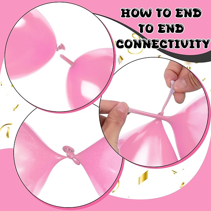 Link Balloons 6 Inch - 100 Pcs Quick Link Balloon Latex Linking Balloons Connected Linkable Balloon Birthday Wedding Party Decorations(Baby Pink)