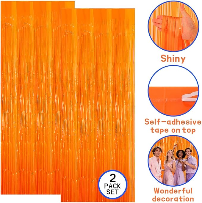 7-Pack Graduation Party Decorations Set, 3 Orange Graduation Tablecloths 54x108in, 2026 and Grad Balloons, 2 Foil Fringe Curtains for High School College Graduation Party Photo Booth