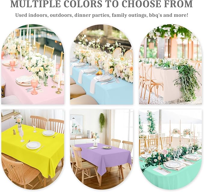 12 Pack Pastel Color Tablecloths, Pastel Plastic Table Cloths for Parties, 6 Color Pastel Party Decorations Set for Girls Birthday, Unicorn and Ice Cream, Baby Shower, Wedding Party, 54 x 108 Inch…