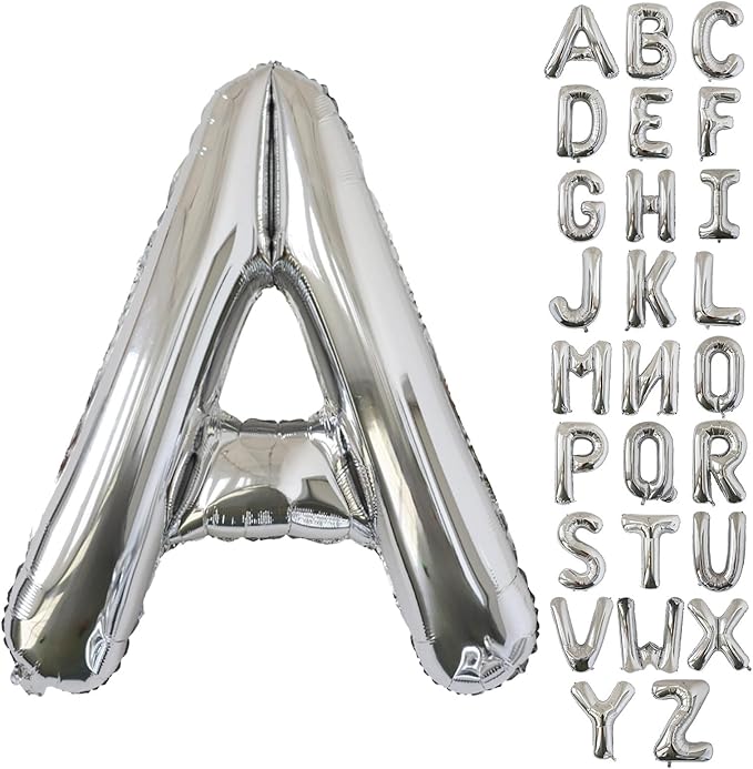 KALOR 40 Inch Silver Letter A Balloons Jumbo Foil Mylar Helium Big Balloons for Birthday Party Anniversary Baby Shower Supplies