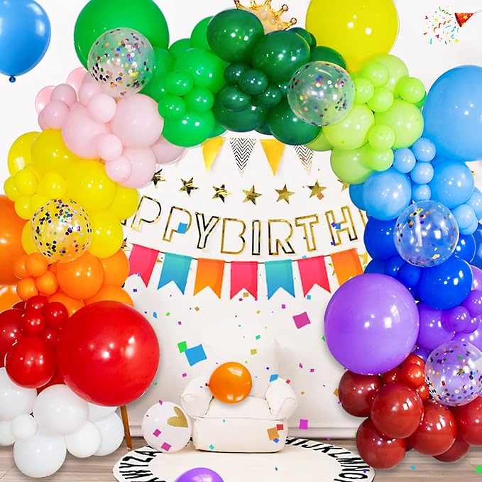 ASIYUHY 100 PCS Party Balloons Assorted Colors 12 Inch Rainbow Balloons with 65FT Ribbon Thick Latex Colorful Balloon Multicolor Bright Balloons for Kids Birthday Rainbow Party Weddings Decorations
