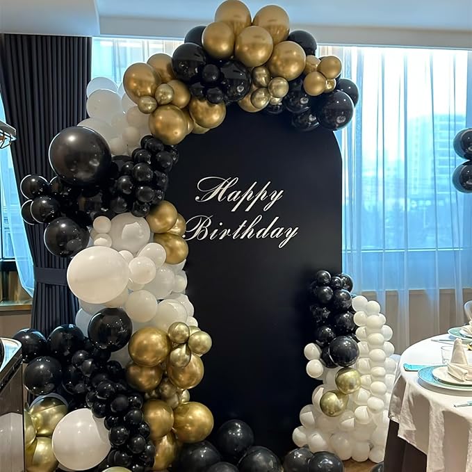300 Pcs Black White Gold 12 Inch Bulk Latex Balloons for Birthdays Weddings Party Decorations