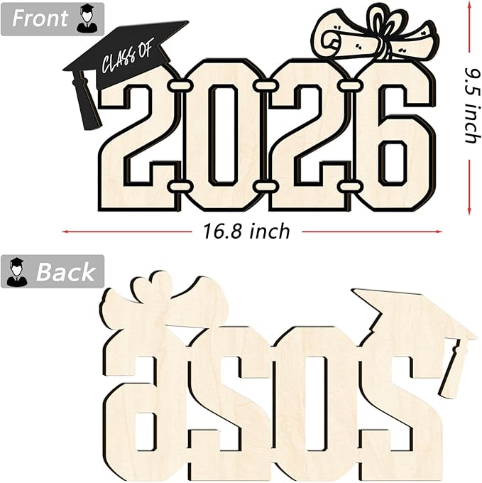 Class of 2026 Graduation Wood Sign, Grad Celebration Keepsake Party Centerpiece & Photo Booth Prop Graduate Gift for College/High School