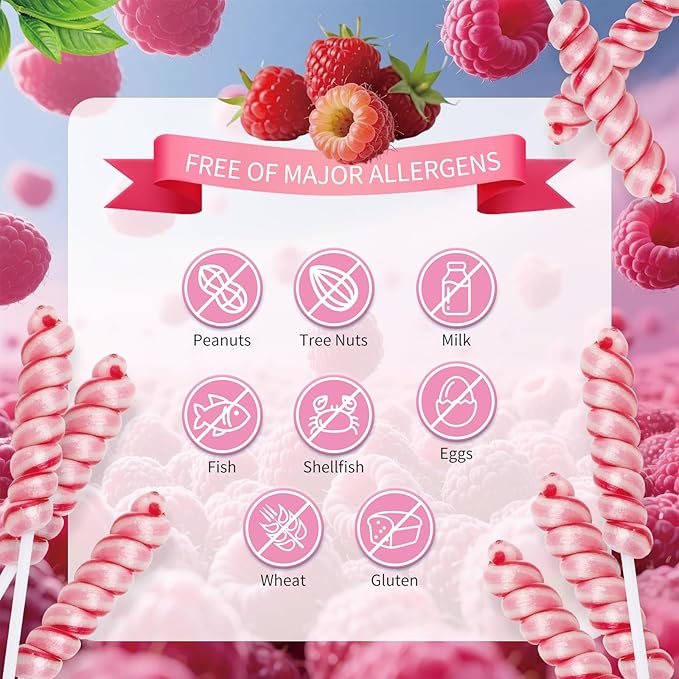 Pink Twisty Lollipops Individually Wrapped - Valentine's Day Candy Twist Lollipop Bulk - Valentine Swirl Suckers for Birthday Party Favors - Raspberry Flavor 30 Pack