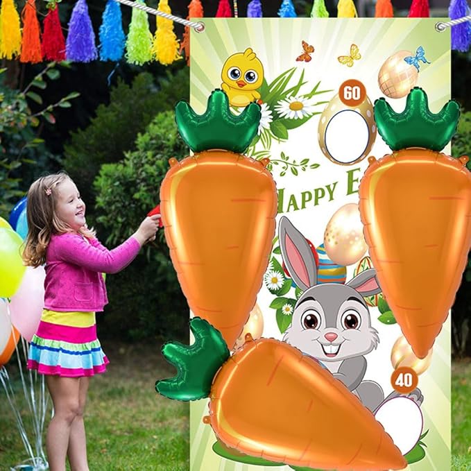 Carrot Balloons Easter Foil Balloons Vegetable Balloon for Carrot Themed Party Decoration Supplies Vegetable Birthday Decoration Decor Ballons Arch Kits Party Balloon Set 3pcs
