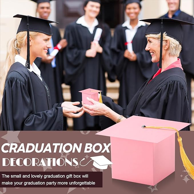 TaoBary 12 Pieces Graduation Candy Box Graduation Decorations Party Gift Boxes Graduate Cap Box Candy Chocolate Cookie Supplies for Ceremony Party(Pink)