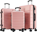 Sweetcrispy Carry on Suitcase, Luggage with Spinner Wheels, Hard Shell ABS, TSA Lock, Pink, 3-PCS Set (20/24/28 inch)