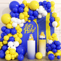 153Pcs Royal Blue and Yellow Balloon Garland Arch Kit - White Royal Blue and Yellow Balloon Arch Kit Different Size Balloons for Anniversary Graduation Baby Shower Birthday Party Decorations