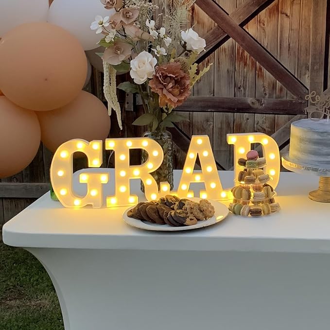 4 LED Marquee Light Up Letter “Grad” Graduation Party Decorative Lights,2026 School Senior College Graduation Party Supplies