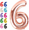 Rose Gold 40 Inch Mylar Foil Number 6 Balloon, Birthday Digital Balloons for 6 16 Boy Girl Party Decorations Supplies, Rose Gold Big Helium Balloon Numbers for 26 36 46 60 Men Women Anniversary