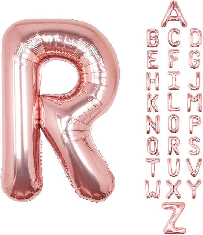Letter Balloons 40Inch Large Giant big Foil Mylar Rose Gold Balloons R for Birthday Party Decorations