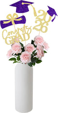 Gexolenu 16 PCS Gold and Purple Double-Sided 2026 Graduation Centerpieces for Tables, 2026 Table Toppers Party Centerpiece Sticks Party Supplies, Graduation Party Decorations Class of 2026, Set of 4