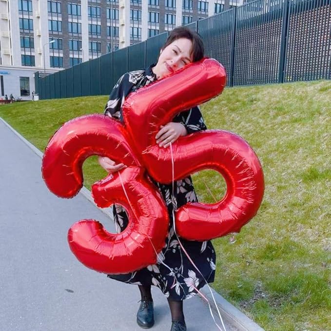 Number 25 Balloons, 40 Inch Balloons for Woman Man 25th Red Birthday Party Decoration, Foil Number Ballon for 25, 52 Valentine's Day, Anniversary, Bridal Shower, Graduation