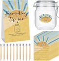 Roowest Baby Shower to Baby Advice Cards for New Parents to Be - Tip Jar Sign for New Parents 60 Parenting Advice Cards 10 HB Pencils 2 Cute Stickers 1 Pet Bottle for Guests Games (Sun)