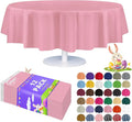Grandipity 12 Pack Premium Disposable Plastic Tablecloth 84" Inch Decorative Round Table Cover - Pink