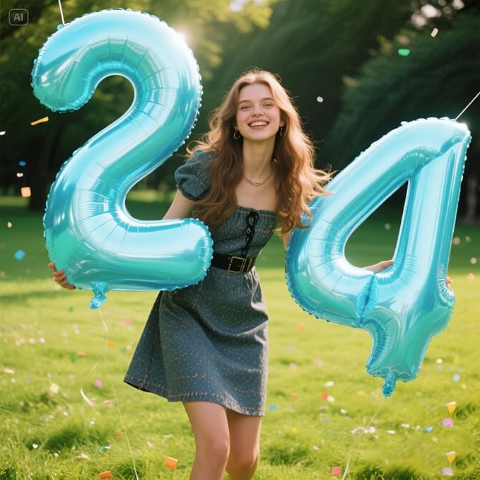 Light Blue Number 4 Balloons 40 Inch Big Foil Number Balloons Giant Balloon 14th 24th for Boys Girls Baby Shower Anniversary Decorations, Photo Backdrop Props