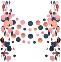 52FT Party Garlands, Paper Garland Circle Dots, Hanging Circle Banner Decorations for Birthday, Party, Wedding, Baby Shower, Graduations, Christmas, Wall Decor (Blue Pink Rose Gold Garlands)
