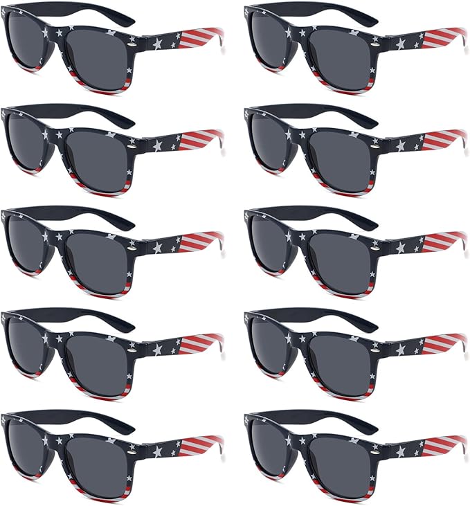 YQVIE Bulk American Flag Sunglasses for Adult Retro Independence Day Glasses UV400 Protection