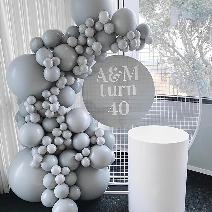 110pcs Gray Balloons 12inch Grey Latex Party Balloons for Graduation, Wedding, Birthday, Gender Reveal, Baby Shower, Bridal Shower, Anniversary Party Decorations