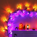 Joyhalo Halloween Garland with Lights Decorations with Pumpkin & Bat Lights,Battery Operated 6FT 46 LED Halloween Willow Vine Twig Garland for Mantle,Wall,Fireplace and Halloween Decorations