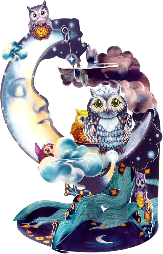 Santoro Pendulum, 3D Pop Up Greeting Card - Owls - Birthday Card for Him, for Her, for Kids, Birthday