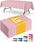 Pink Plastic Table Cloth Rectangle Table 15 Pack, 54''×108'' Tablecloth for 6ft Tables, Table Cloth for Disposable Use, Table Cover for Holiday Party, Gathering